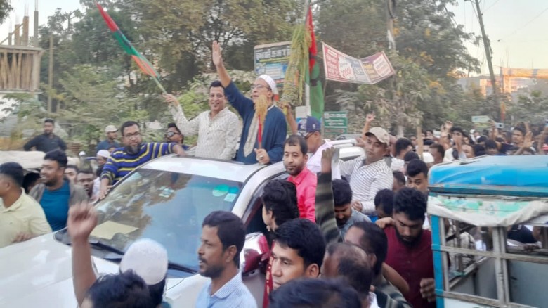 কুমিল্লা -৫ আসনে বিএনপির  এমপি প্রার্থী হাজী জসিম উদ্দিনের পথসভা ও গণমিছিল