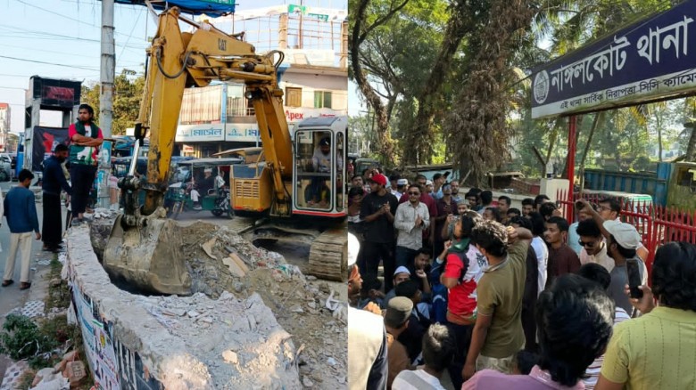 ওসমান হাদি হত্যার প্রতিবাদে নাঙ্গলকোটে বিক্ষোভ, লোটাস কামাল ও নৌকার ম্যুরাল ভাংচুর