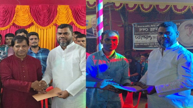 মণ্ডপে মণ্ডপে উপহার নিয়ে গেলেন চেয়ারম্যান প্রার্থী